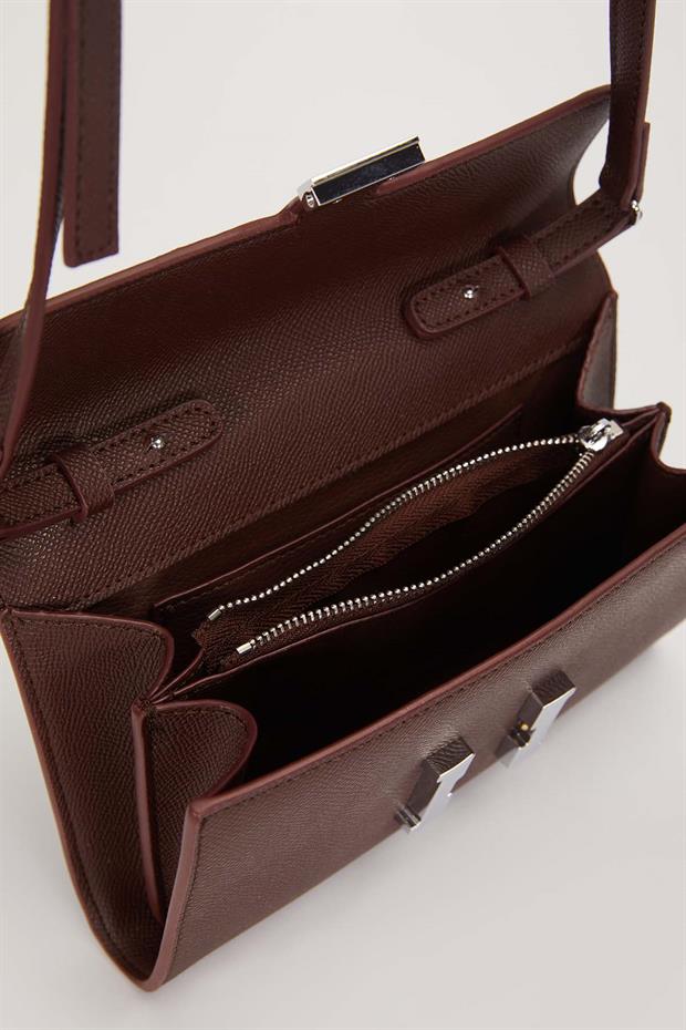 Camel Kenar Dikiş Detaylı Omuz Çantası