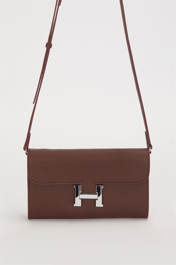 Camel Kenar Dikiş Detaylı Omuz Çantası