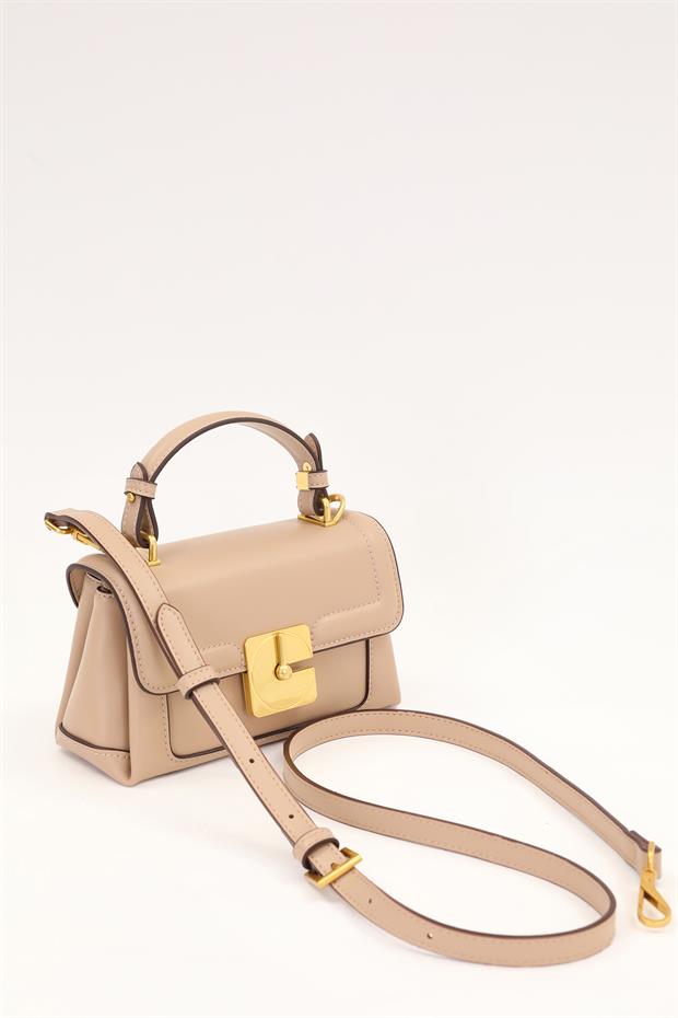 Camel Kilit Çevirmeli Omuz Çantası