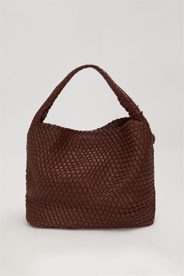 Camel Kısa Askılı Örgü Model El Çantası