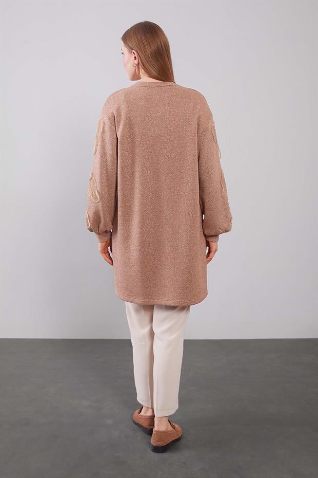 Camel Kol Çiçek Detaylı Tunik