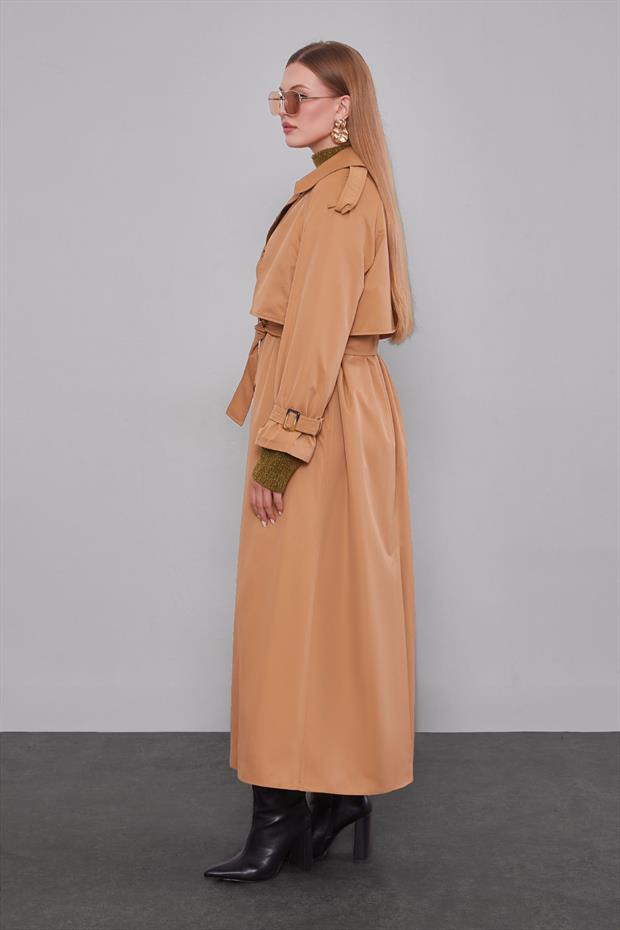 Camel Kol Kemerli Trençkot
