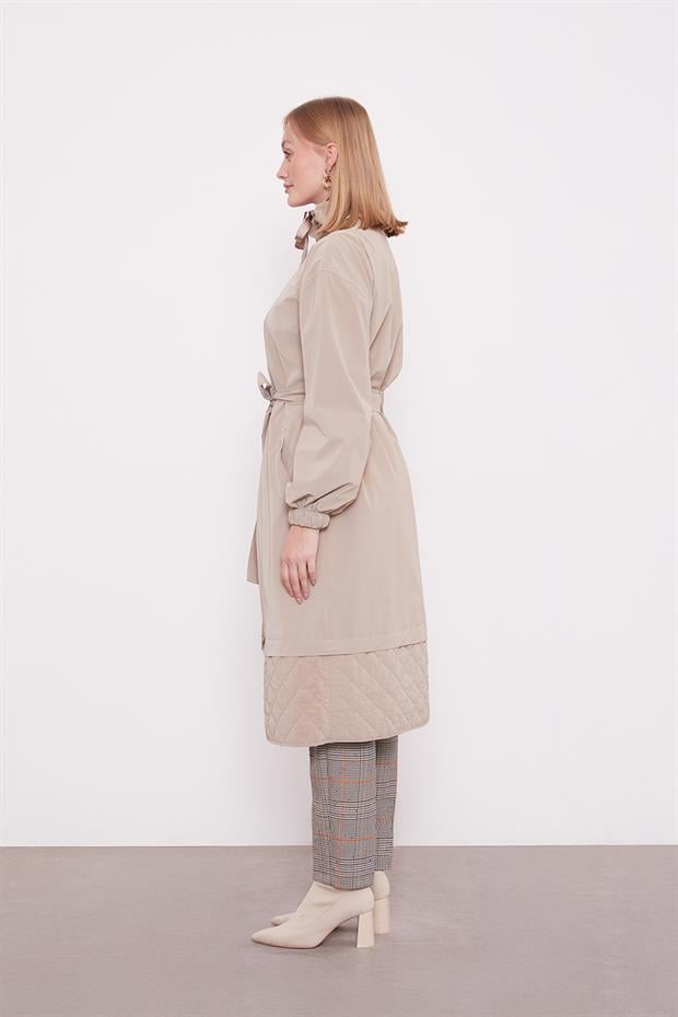 Camel Kurdale Yaka Detay Trençkot