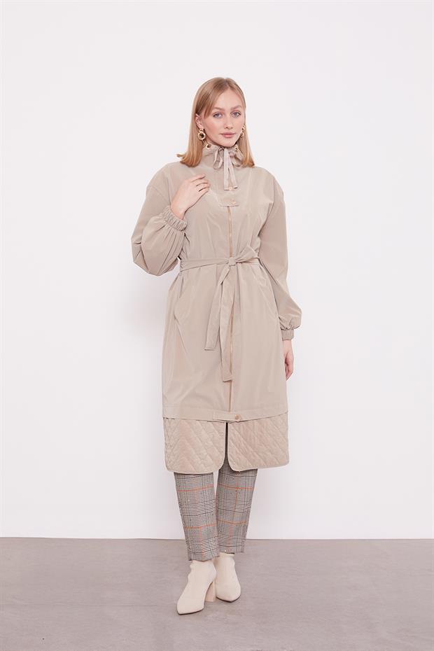 Camel Kurdale Yaka Detay Trençkot