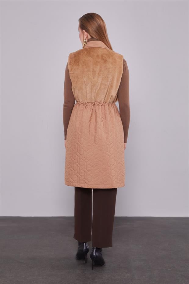Camel Kürk Detaylı Yelek