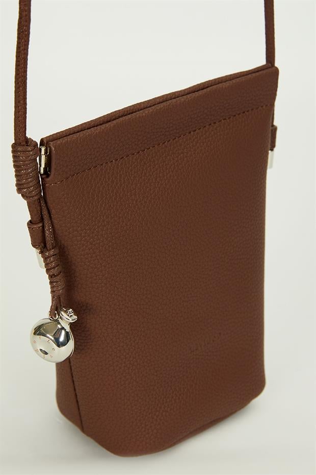 Camel Metal top Aksesuarlı Omuz Çantası