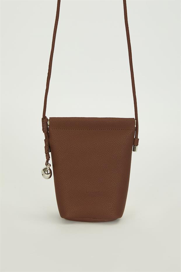 Camel Metal top Aksesuarlı Omuz Çantası