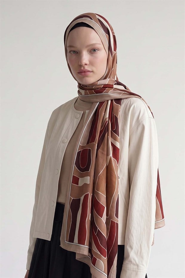 Camel Mozaik Desen Olera Şal