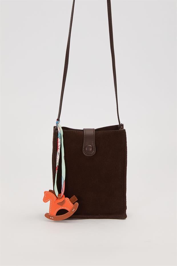 Camel Süet Uzun Askılı Omuz Çantası