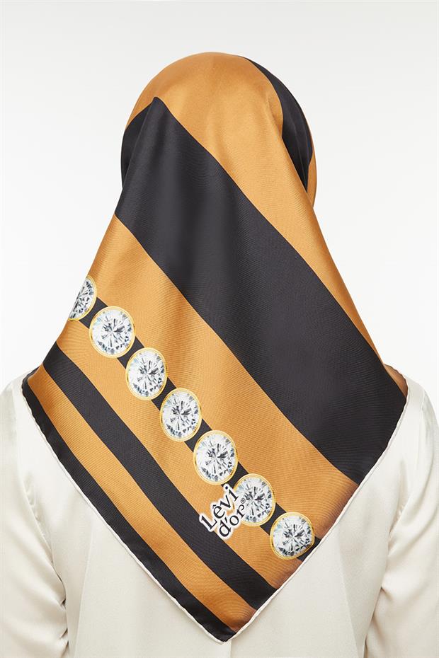 Camel Pırlanta Desen Twill  İpek Eşarp