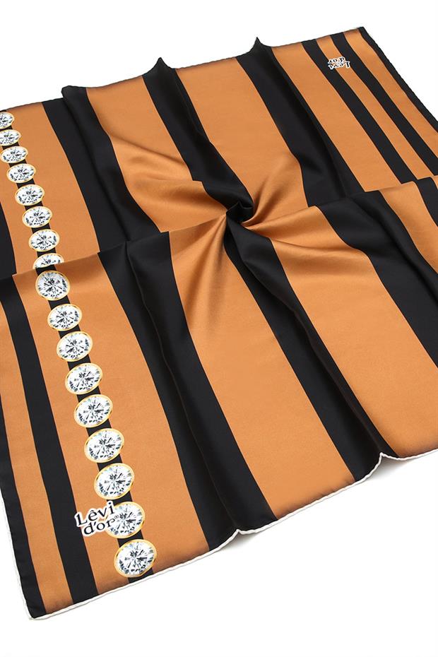 Camel Pırlanta Desen Twill  İpek Eşarp