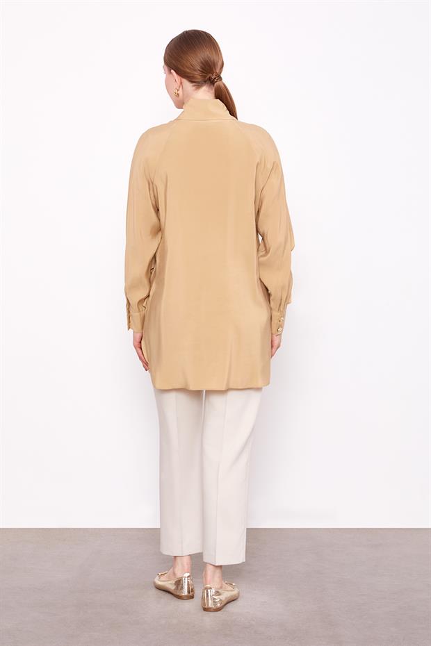 Camel Volan Detaylı Gömlek