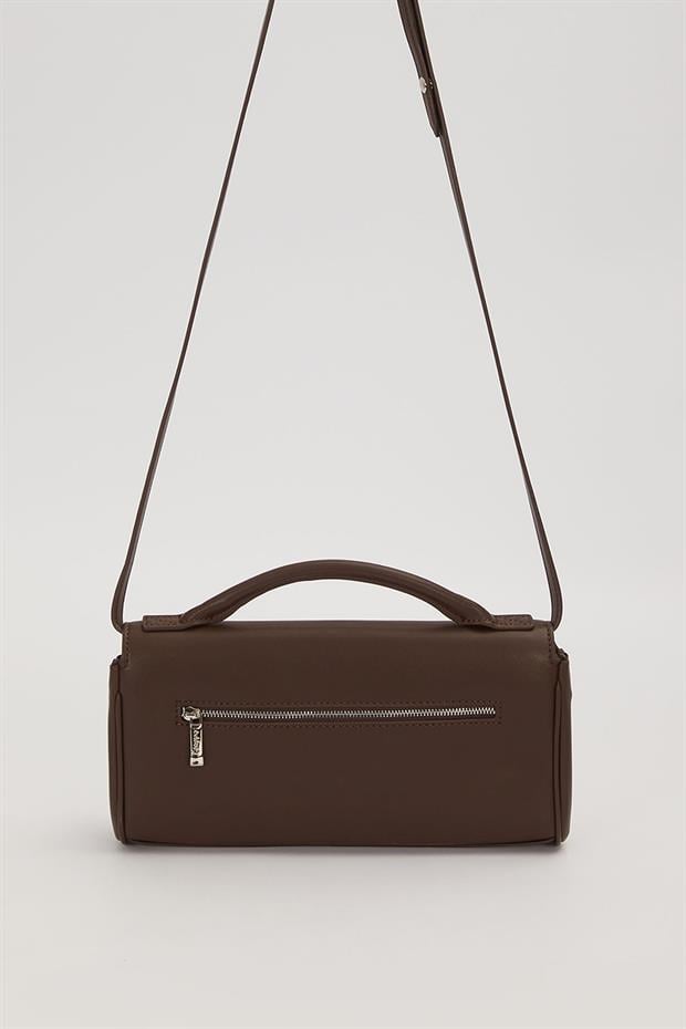 Camel Yatay Form Omuz Çantası