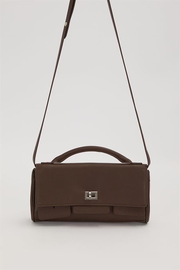 Camel Yatay Form Omuz Çantası