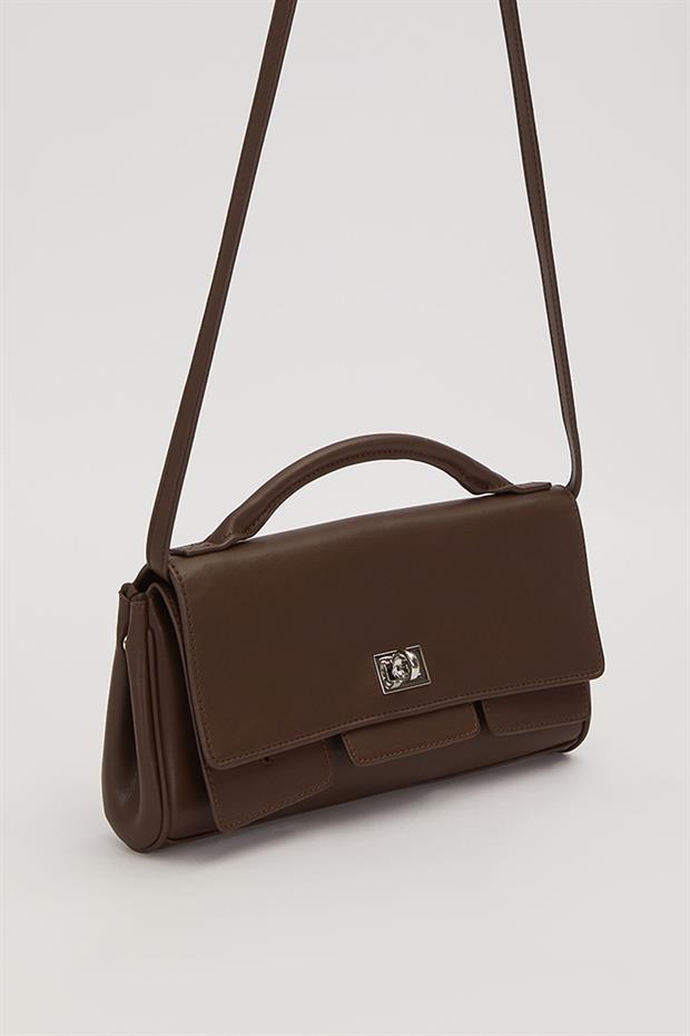 Camel Yatay Form Omuz Çantası