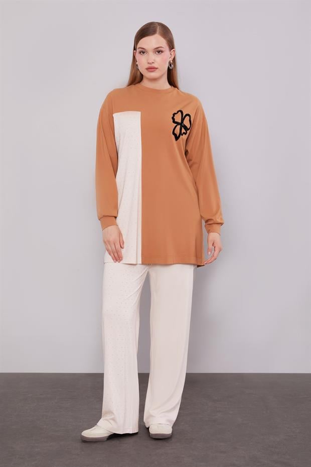 Camel Yonca Desen Detaylı İkili Takım