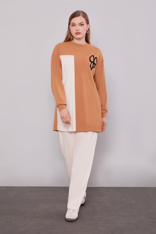 Camel Yonca Desen Detaylı İkili Takım