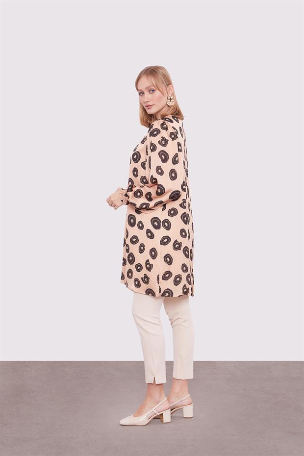 Camel Yuvarlak Desenli Tunik