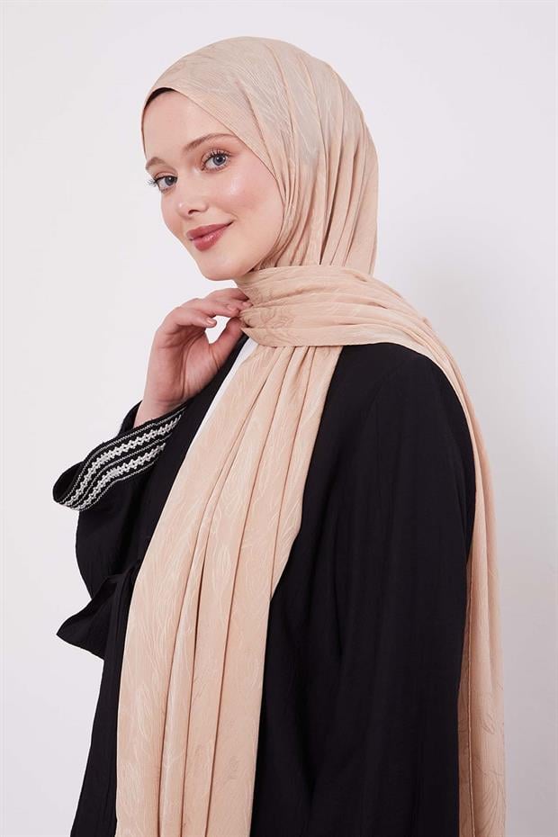 Cappuccino Soyut Lale Desen Jakar Capri Şal