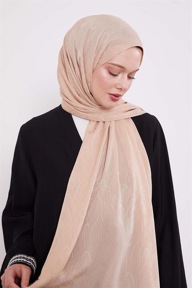 Cappuccino Soyut Lale Desen Jakar Capri Şal