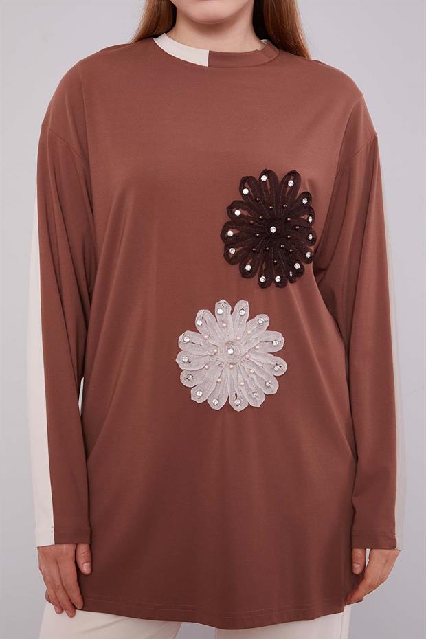 Çift Çiçek Motifli İkili Takım