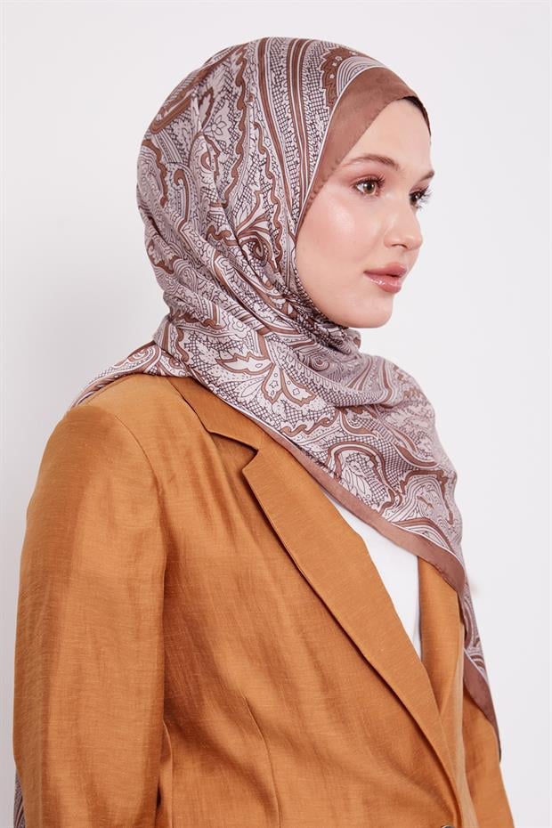 Çikolata - Kahve Sarmal Hint İpeği Şal