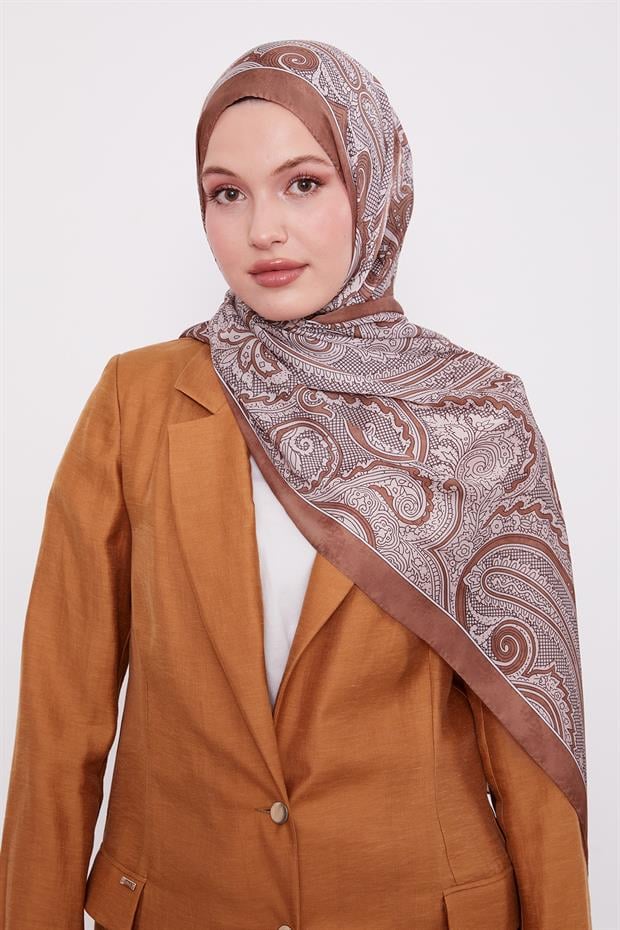 Çikolata - Kahve Sarmal Hint İpeği Şal
