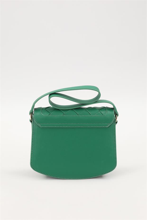 Çimen Yeşili Baklava Desenli Omuz Çantası