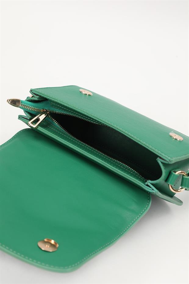 Çimen Yeşili Baklava Desenli Omuz Çantası