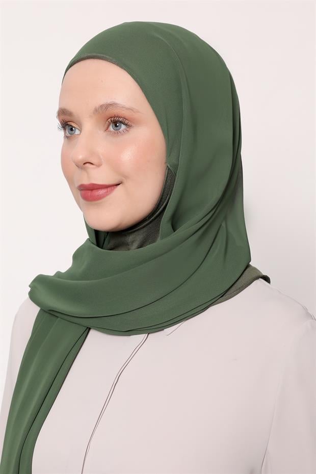 Çimen Yeşili Büyük Hijap Şifon Şal