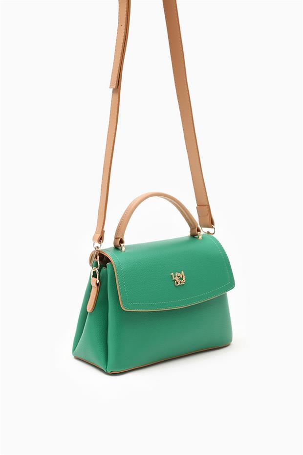 Çimen Yeşili - Camel Dikdörtgen Çok Gözlü El Çantası