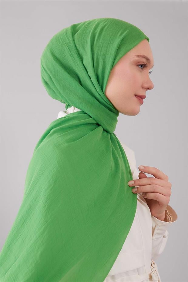 Çimen Yeşili Düz Hawai Şal