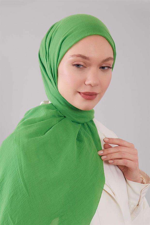 Çimen Yeşili Düz Hawai Şal