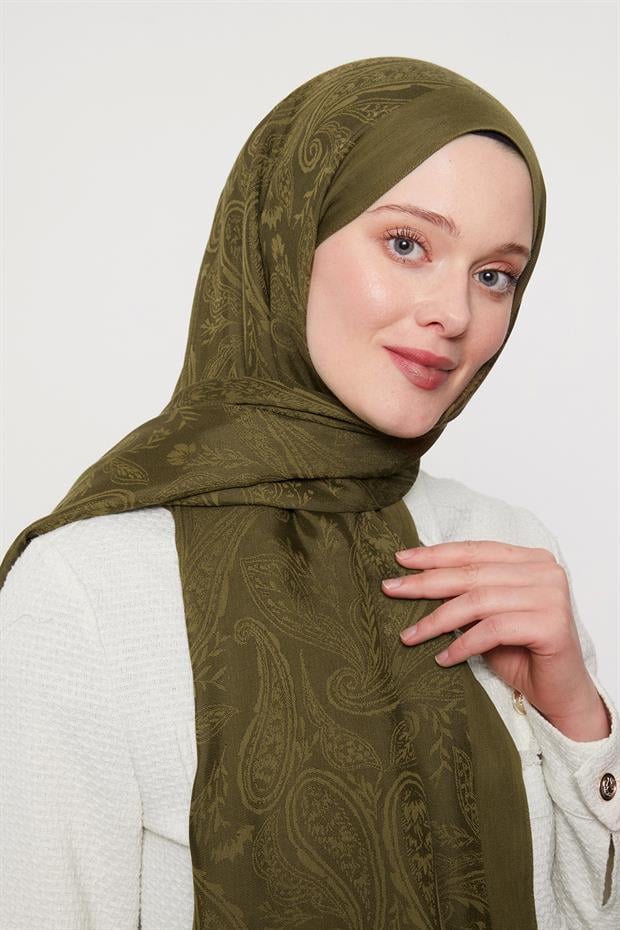 Çimen Yeşili Hint Desen Grazia Şal