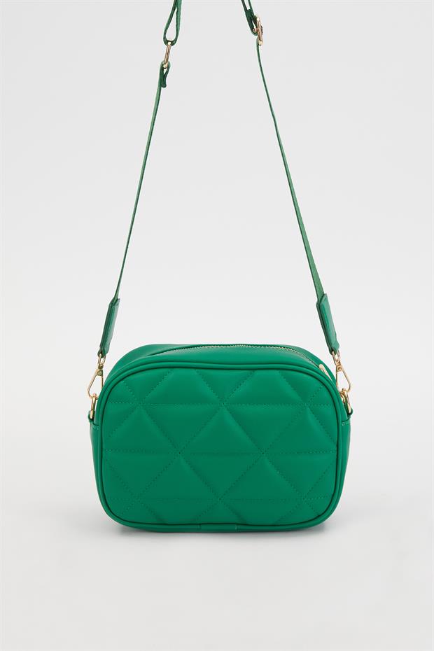 Çimen Yeşili Kapitone Ayarlanabilir Omuz Çantası