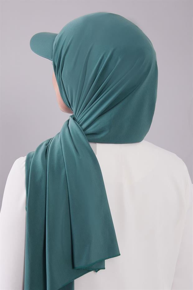 Çimen Yeşili Pratik Şapkalı Şal