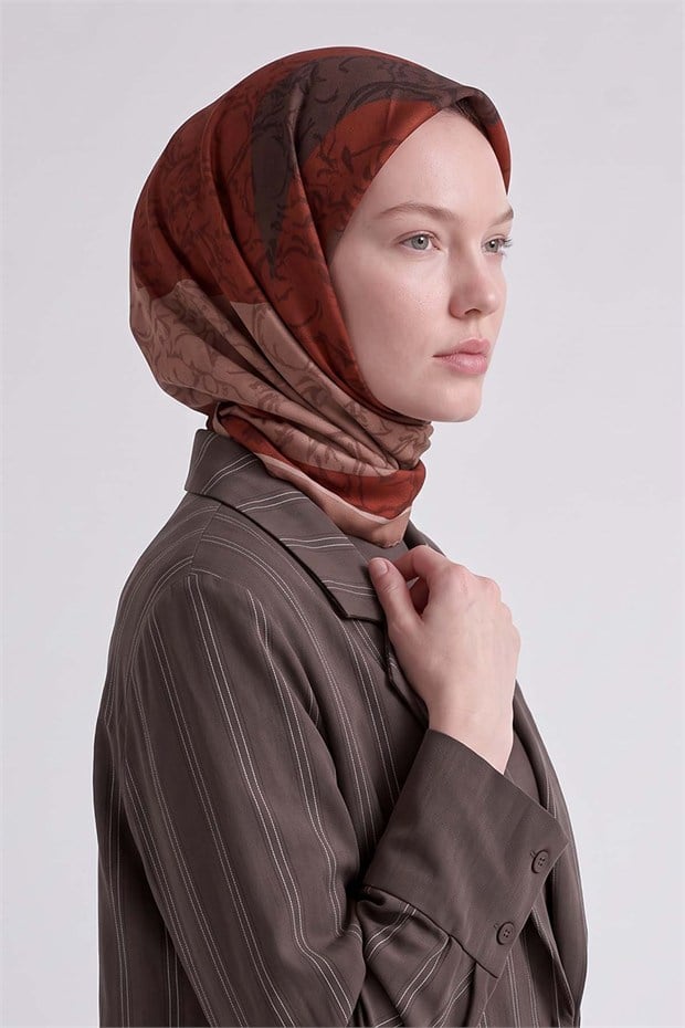 Dal Desenli Royal Eşarp Bordo