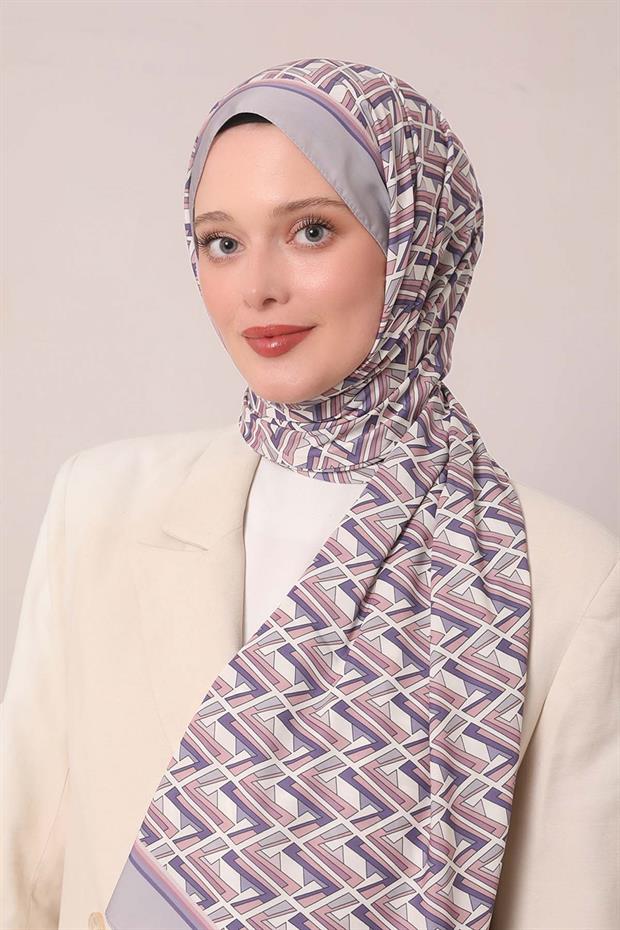 Eflatun Zigzag Desen Club Şal