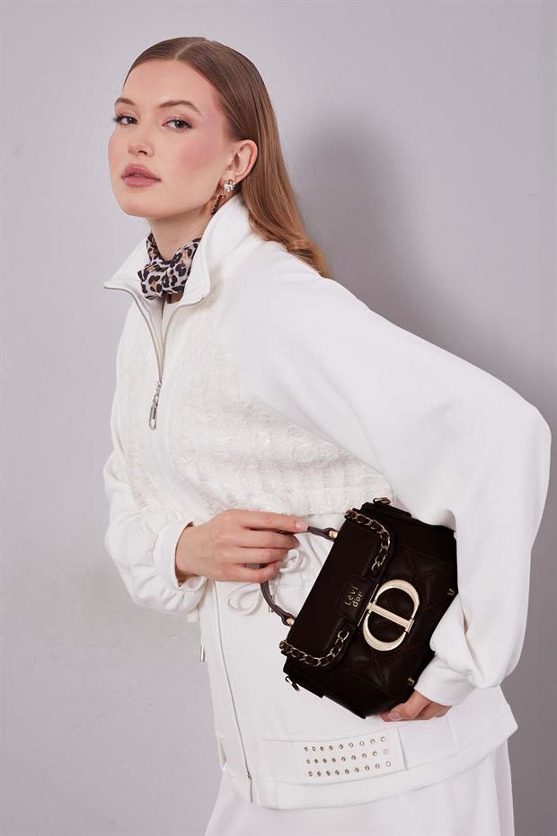 Ekru Belden Bağlamalı Etek Takım