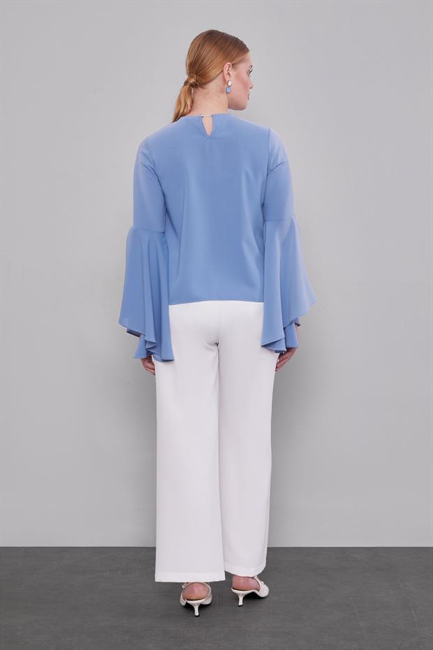 Ekru Beli Lastikli Pantolon