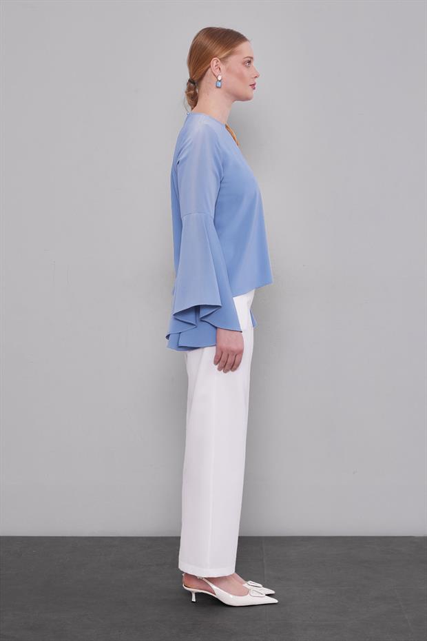 Ekru Beli Lastikli Pantolon