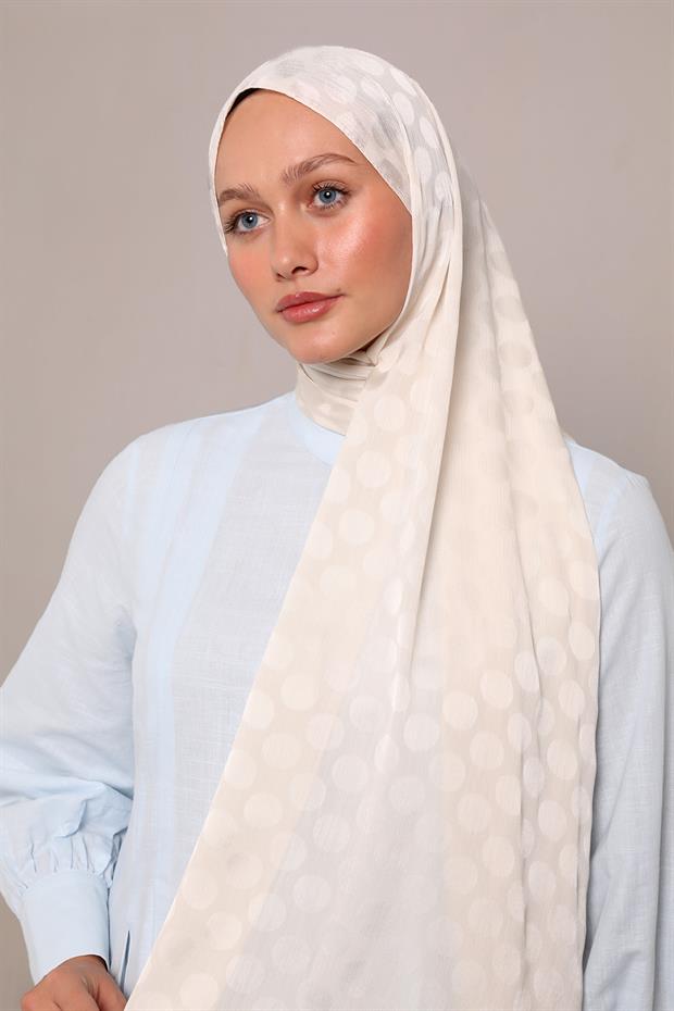 Ekru Benek Desenli Jakar Capri Şal