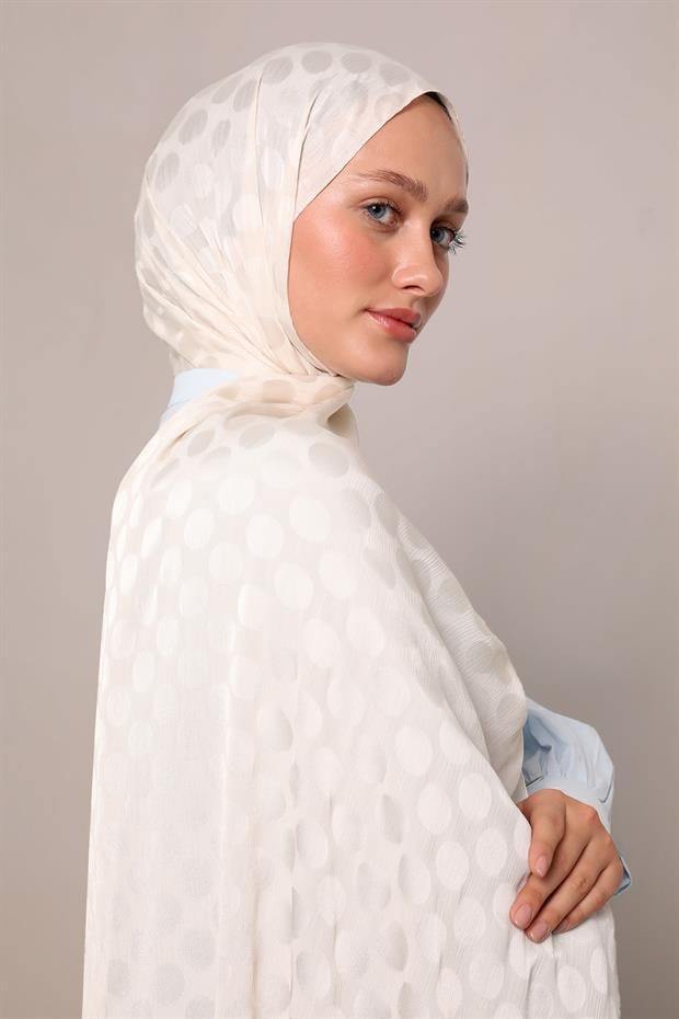 Ekru Benek Desenli Jakar Capri Şal