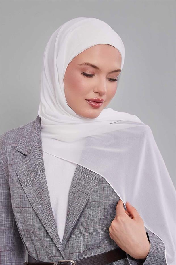 Ekru Büyük Hijap Şifon Şal
