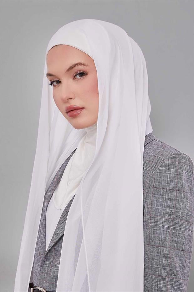 Ekru Büyük Hijap Şifon Şal