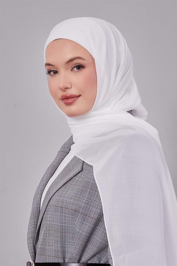 Ekru Büyük Hijap Şifon Şal