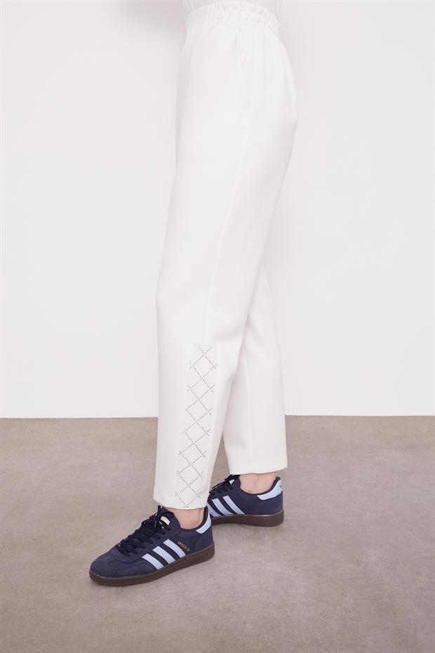 Ekru Denim Yaka Detaylı İkili Takım