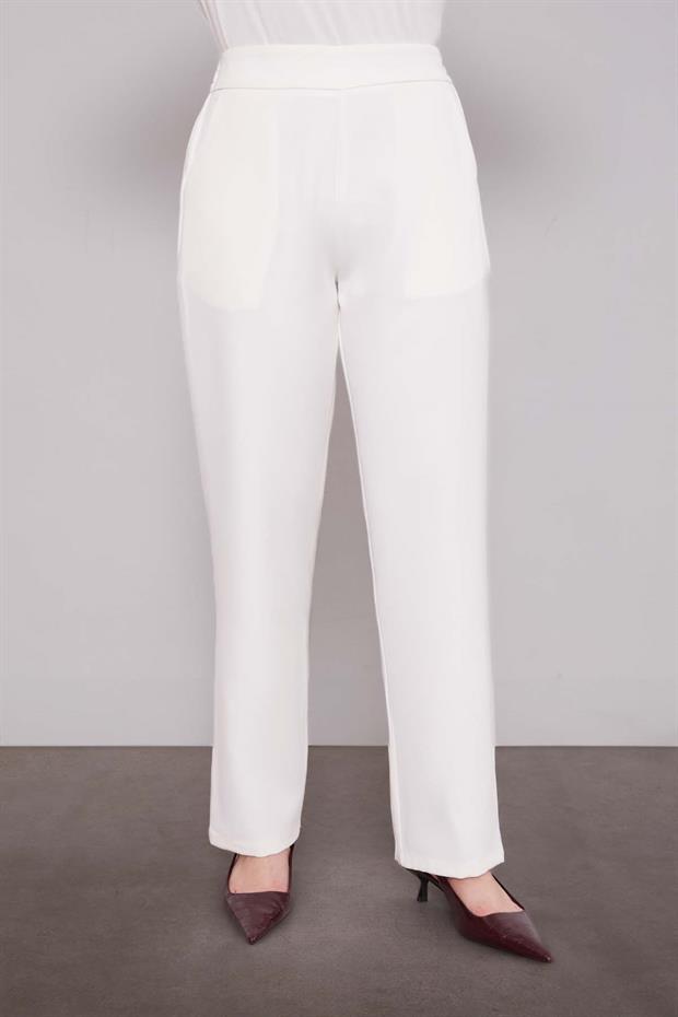 Ekru File Detaylı Belden Bağlamalı İkili Takım