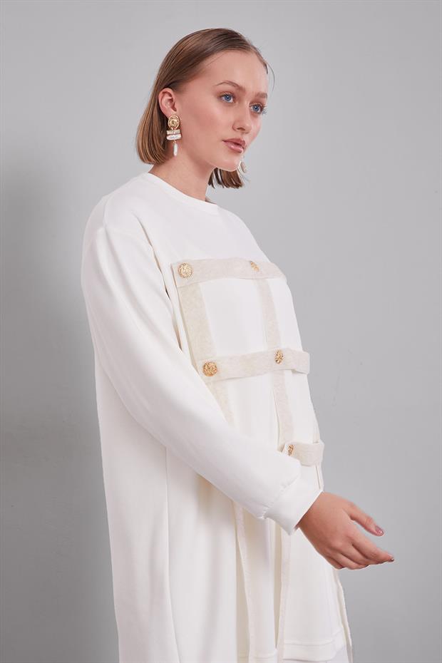 Ekru Kare Görünümlü İkili Takım