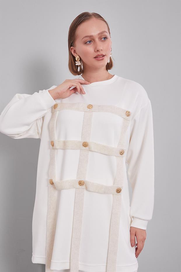 Ekru Kare Görünümlü İkili Takım